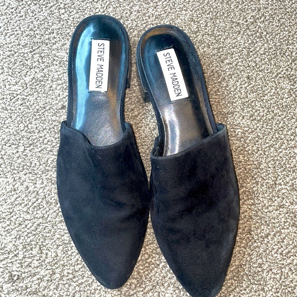 Steve Madden Black Suede Mules